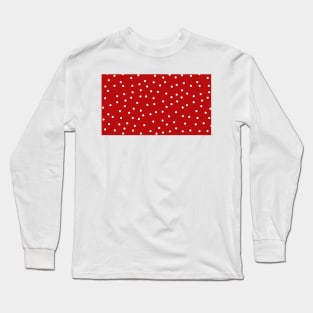 Red and white snow pattern. Minimalist Christmas pattern. Calm falling snowflakes trendy pattern in minimalistic style. Long Sleeve T-Shirt